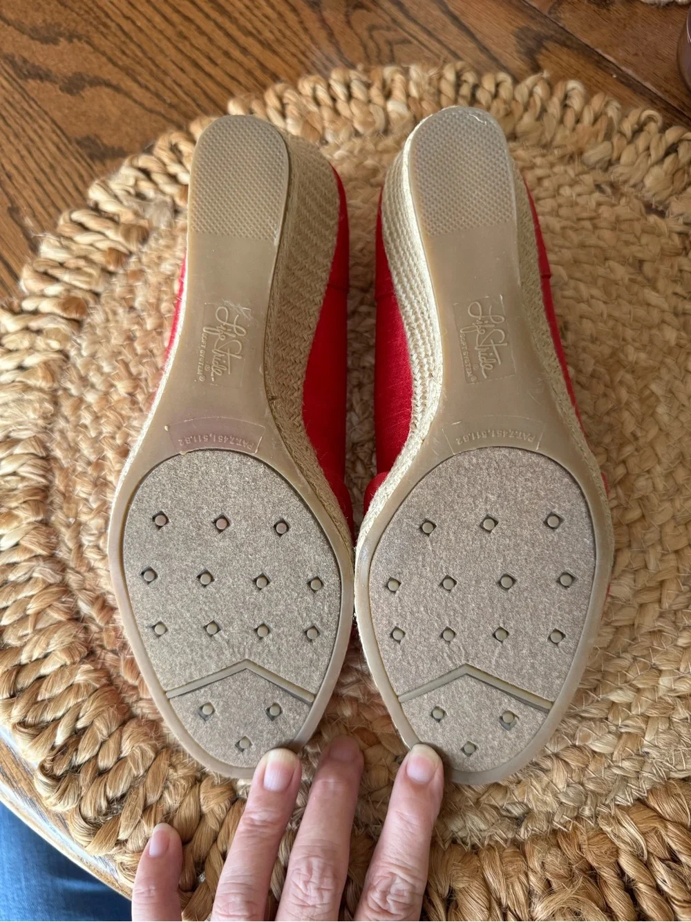 Life Stride Red Bow Peep-Toe Wedge Sandals